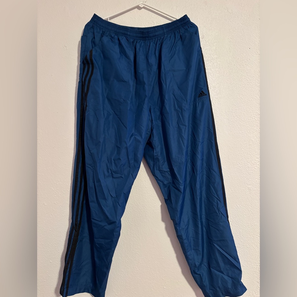 Adidas Climaproof Windbreaker Pants – Size Large – Blue/Black